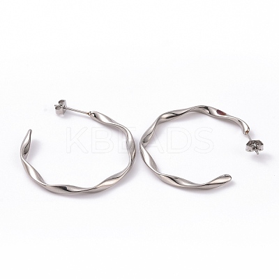 Tarnish Resistant 201 Stainless Steel Wave C-shape Stud Earrings with 304 Stainless Steel Pins EJEW-G298-04P-1