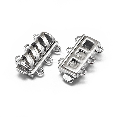Rhodium Plated 925 Sterling Silver Box Clasps X-STER-L057-017P-1