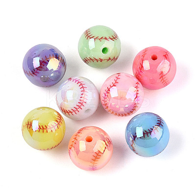 Sports UV Plating Opaque Acrylic Beads PACR-N016-03-1