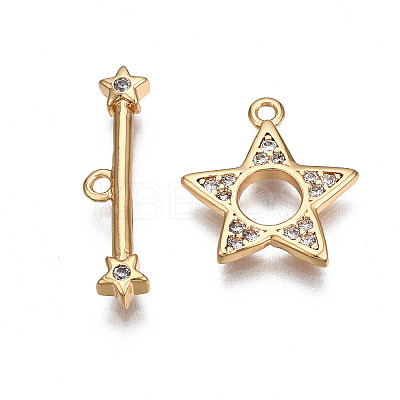 Brass Micro Pave Clear Cubic Zirconia Toggle Clasps LS-KK-Q278-011-NF-1