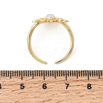 Brass Resin Cuff Rings for Women RJEW-K312-06G-1