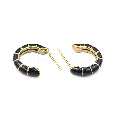 Enamel C-shape Stud Earrings EJEW-N052-05E-1