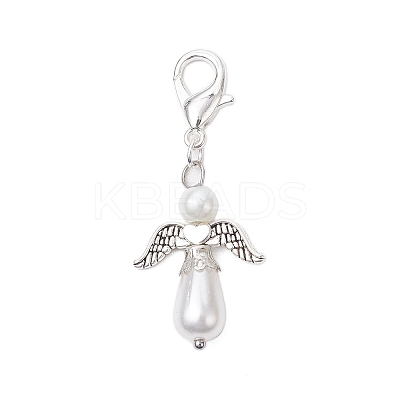 10Pcs Angel Acrylic Imitation Pearl Pendant Decorations HJEW-JM02317-S-1