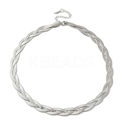 Non-Tarnish 304 Stainless Steel Interlocking Triple Herringbone Chain Necklace for Men Women NJEW-H167-01P-1