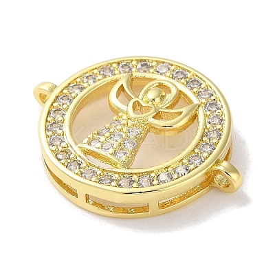 Rack Plating Brass Micro Pave Clear Cubic Zirconia Connector Charms KK-Z039-35G-1