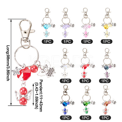 10Pcs Angel Alloy Keychains KEYC-TAC00046-1
