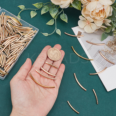 220Pcs 4 Styles Brass Smooth Curved Tube Beads KK-AR0004-49-1