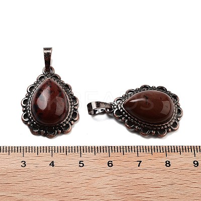 Natural Mahogany Obsidian Teardrop Pendants G-K363-01R-20-1