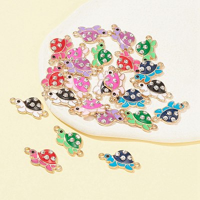 24Pcs 6 Colors Alloy Enamel Connector Charms ENAM-FS0001-60-1