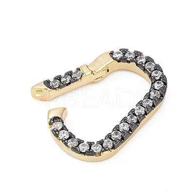 Brass Micro Pave Cubic Zirconia Spring Gate Rings KK-U062-49G-1