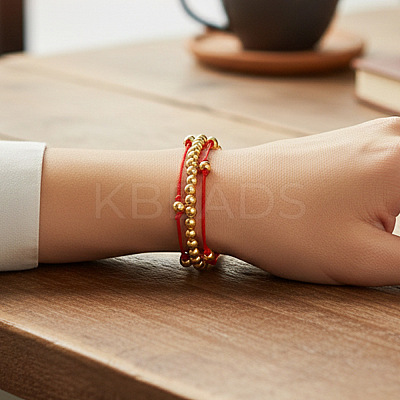 Adjustable Brass Round Beads Multi-starnd Bracelets XW4169-2-1