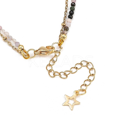 Natural Multicolor Tourmaline Beads Bracelets & Necklaces Sets SJEW-JS01358-1