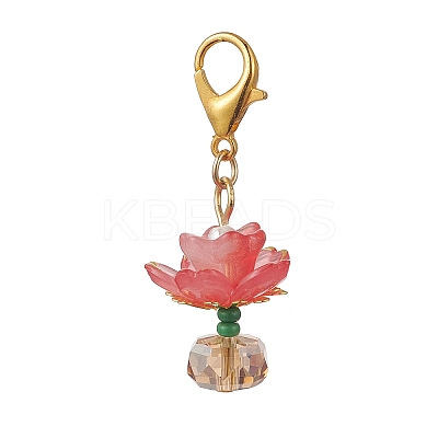 Flower Glass Pendant Decorations HJEW-MZ00404-1