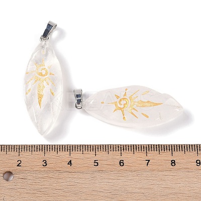 Natural Quartz Crystal Gold Sun Pattern Pendants G-L524-14P-07-1