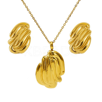 304 Stainless Steel Pendant Necklaces & Stud Earrings FS-WG14082-06-1