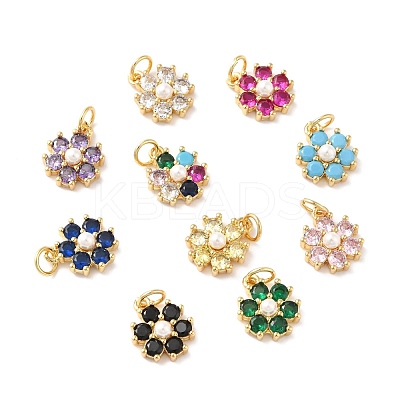 Rack Plating Brass Micro Pave Cubic Zirconia Charms KK-A160-22G-1