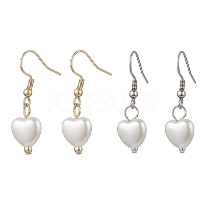 2 Pairs 304 Stainless Steel Plastic Pearl Dangle Earrings EJEW-JE06658-1