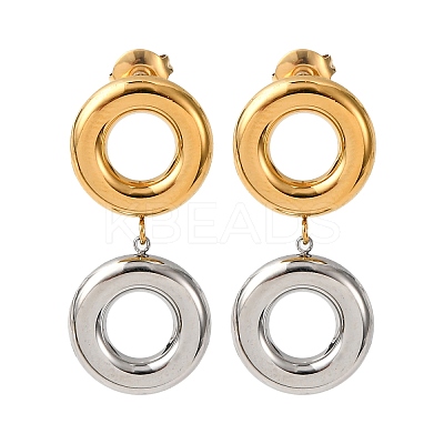 304 Stainless Steel Enamel Dangle Stud Earrings EJEW-K315-07G-1