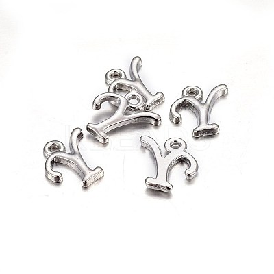 Platinum Plated Alloy Letter Pendants PALLOY-P097-02-Y-1