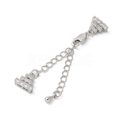 Brass Micro Pave Cubic Zirconia Chain Extender with Glass KK-U052-20P-1