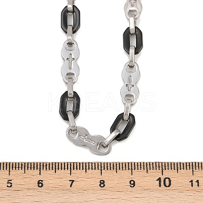 201 Stainless Steel Cross & Oval Link Chain Necklaces for Women NJEW-B143-02EBP-1