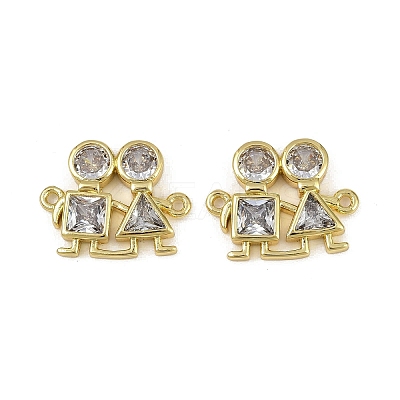Brass Pave Clear Cubic Zirconia Couple Links KK-I358-006G-1
