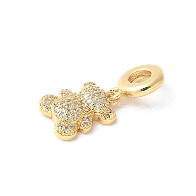 Brass Micro Pave Cubic Zirconia European Dangle Charms ZIRC-I071-26G-1