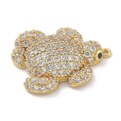 Rack Plating Brass Micro Pave Clear Cubic Zirconia Pendants KK-G515-66G-02-1