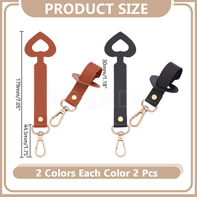 4Pcs 2 Colors Heart PU Leather Hat Clip AJEW-AR0004-87-1