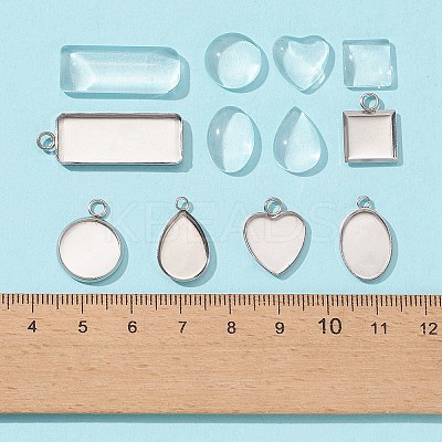 36Pcs 6 Styles 04 Stainless Steel Pendant Cabochon Settings STAS-FS0001-27-1