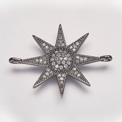 Brass Micro Pave Cubic Zirconia Links X-ZIRC-P049-17B-1