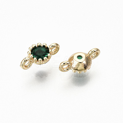 Brass Micro Pave Green Cubic Zirconia Links Connectors X-KK-T063-58G-NF-1