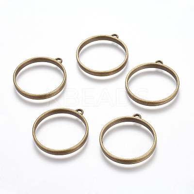 Vintage Findings Tibetan Style Alloy Ring Frame Pendants for DIY Resin Pendants X-TIBEP-M019-01AB-NF-1