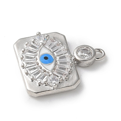 Rack Plating Brass Micro Pave Cubic Zirconia Enamel Pendants KK-P290-56C-P-1