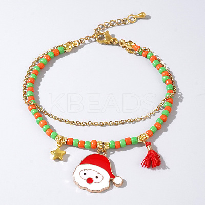 Christmas Glass Multi-Strand Bracelets LS0515-3-1