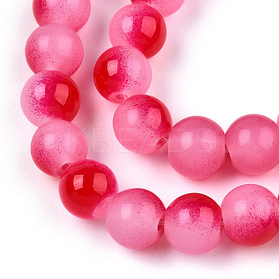 Baking Paint Imitation Jade Glass Round Bead Strands LS-X1-DGLA-N003-8mm-07-1