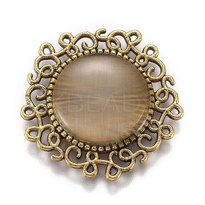 Hollow Retro Plastic Imitation Cat Eye Cabochons KK-Z004-01A-AG-1