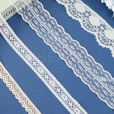 4 Styles Polyester Lace Trim OCOR-GF0005-25C-1