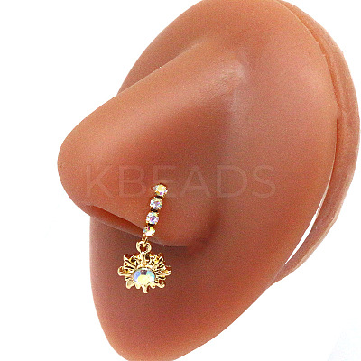 316L Surgical Stainless Steel Cubic Zirconia Dangle Hoop Nose Ring with Charms WG2DADE-27-1
