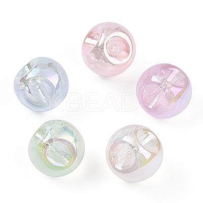 UV Plating Rainbow Iridescent Acrylic Beads OACR-P015-04B-1