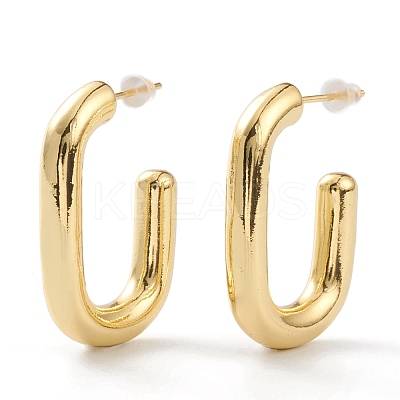 Brass Half Hoop Earrings EJEW-A056-23G-1
