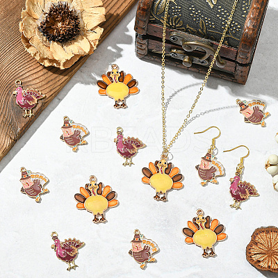 30Pcs 3 Styles Thanksgiving Day Theme Alloy Enamel Pendants ENAM-SC0006-84-1