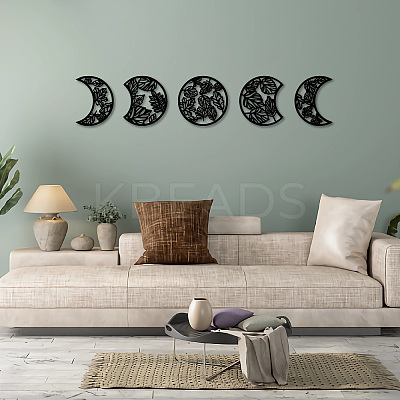 Wood Moon Phase Pendant Decoration HJEW-WH20013-006-1