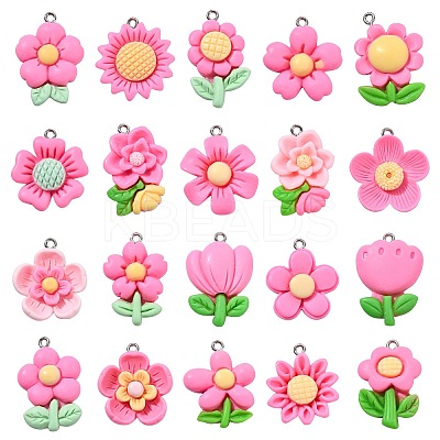 100Pcs 20 Styles Opaque Resin Pendants RESI-CJ0004-44-1