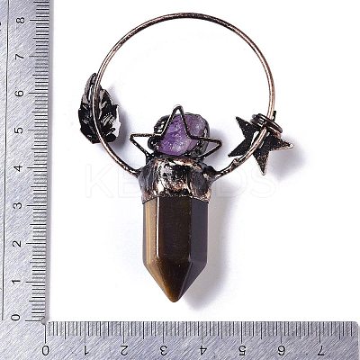 Natural Tiger Eye Faceted Pointed Bullet Big Pendants G-B073-01R-04-1