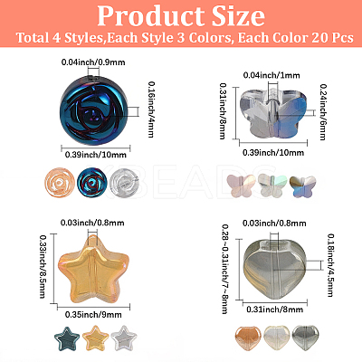 240Pcs 12 Styles Electroplate Glass Beads EGLA-PA0001-12-1