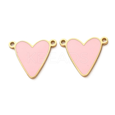 304 Stainless Steel with Pink Enamel Connector Charms SA-CBA061A-06G-1