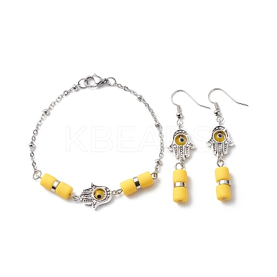 Evil Eye Handmade Lampwork Earring & Bracelet Sets SJEW-JS01250-1