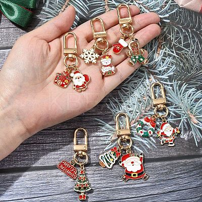 Christmas Alloy Enamel Pendant Decorations HJEW-YW00048-01-1