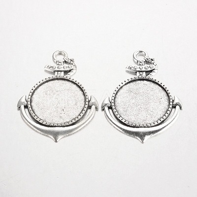 Anchor Tibetan Style Alloy Big Pendant Cabochon Bezel Settings LS-PALLOY-K109-18AS-RS-1
